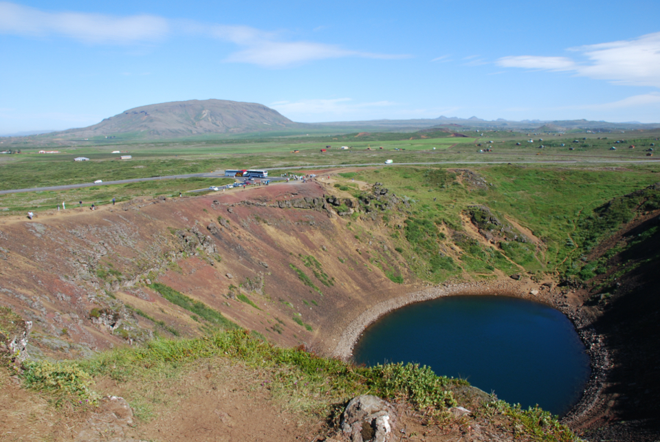 Kerið is a volcanic crater lake, Iceland